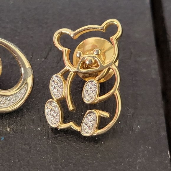 Avon Vintage Lot of 2 Gold Pins Bear Cat Animals 90s - Picture 3 of 4